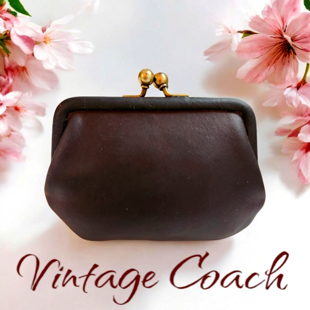 Vintage COACH Kisslock Coin Purse 7155 in Mocha